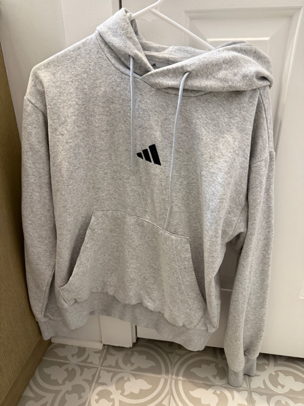adidas Light Gray Men's or women’s Hoodie with Subtle Logo